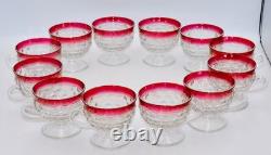 Faceted Punch Bowl 12 Cups & Ladle Whitehall Ruby Flash Crystal by COLONY