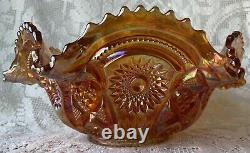 Fashion Marigold Punch Bowl, Stand And 6 Cups Carnival Imperial Glass 1915-1920