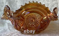 Fashion Marigold Punch Bowl, Stand And 6 Cups Carnival Imperial Glass 1915-1920