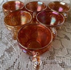 Fashion Marigold Punch Bowl, Stand And 6 Cups Carnival Imperial Glass 1915-1920