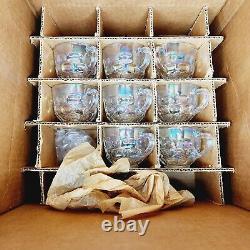 Federal Glass Co. Beautiful Iridescent Glass Punch Bowl Set In Box 18 Pieces