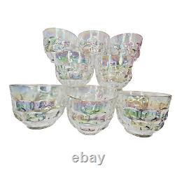 Federal Glass Co. Beautiful Iridescent Glass Punch Bowl Set In Box 18 Pieces