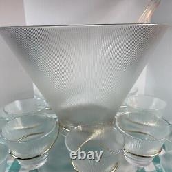Federal Glass MCM Norse Punch Bowl Complete 12 Pc Set Made in USA + 8 more glass