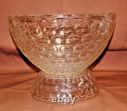 Federal Glass Thumbprint Yorktown Colonial Punch Bowl Set 15+ Pcs Vintage L2881