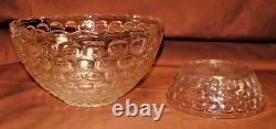 Federal Glass Thumbprint Yorktown Colonial Punch Bowl Set 15+ Pcs Vintage L2881