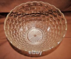 Federal Glass Thumbprint Yorktown Colonial Punch Bowl Set 15+ Pcs Vintage L2881