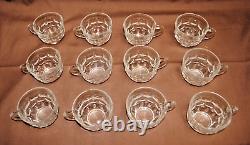 Federal Glass Thumbprint Yorktown Colonial Punch Bowl Set 15+ Pcs Vintage L2881