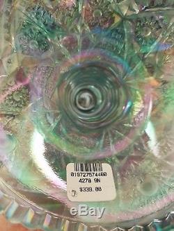 Fenton AQUAMARINE HOBSTAR CARNIVAL Punch Bowl w 4 glasses 2005 Platinum Collect