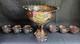 Fenton AmethystWreath Of Roses Persian Medallion Punch Bowl Set With7 Cups RARE