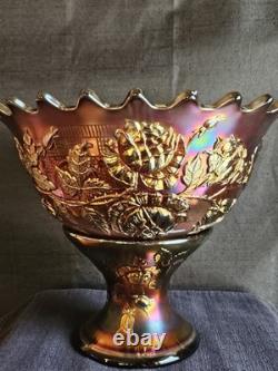 Fenton AmethystWreath Of Roses Persian Medallion Punch Bowl Set With7 Cups RARE