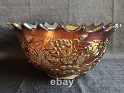 Fenton AmethystWreath Of Roses Persian Medallion Punch Bowl Set With7 Cups RARE