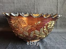 Fenton AmethystWreath Of Roses Persian Medallion Punch Bowl Set With7 Cups RARE