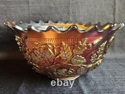 Fenton AmethystWreath Of Roses Persian Medallion Punch Bowl Set With7 Cups RARE