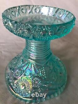 Fenton Art Glass 2005 Platinum Collection Aquamarine Opalescent Punch Bowl