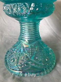 Fenton Art Glass 2005 Platinum Collection Aquamarine Opalescent Punch Bowl