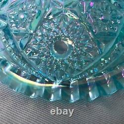 Fenton Art Glass 2005 Platinum Collection Aquamarine Opalescent Punch Bowl