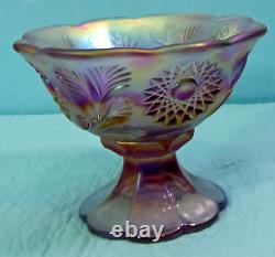 Fenton Art Glass Rose Pearl Miniature Punch Bowl Set- Hobstar/feather Design