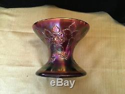 Fenton Carnival Glass Wreath Of Roses / Persian Medallion Punch Bowl Amethyst