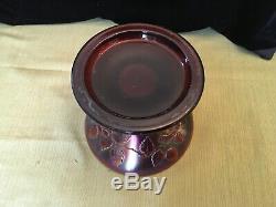 Fenton Carnival Glass Wreath Of Roses / Persian Medallion Punch Bowl Amethyst