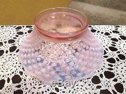 Fenton Dusty Rose Opalescent Hobnail Punch Bowl Bowl And 12 Cups Circa 1980