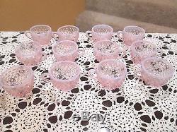 Fenton Dusty Rose Opalescent Hobnail Punch Bowl Bowl And 12 Cups Circa 1980