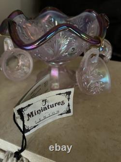 Fenton Glass Iridescent Dusty Rose Mini Punch Bowl Set