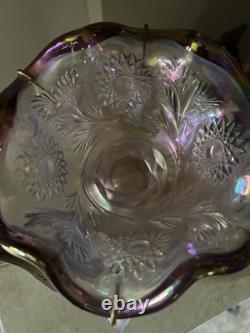 Fenton Glass Iridescent Dusty Rose Mini Punch Bowl Set