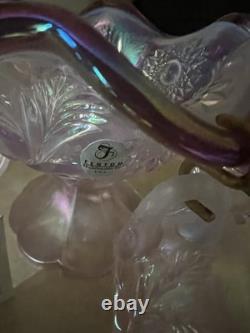 Fenton Glass Iridescent Dusty Rose Mini Punch Bowl Set