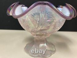Fenton Glass Mini Plum Crest Punch Bowl & 4 Cups Iridized Gorgeous
