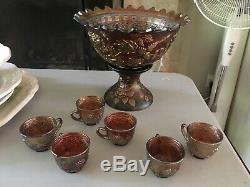 Fenton Glass Punch Bowl with Cups
