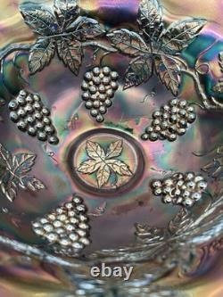 Fenton Green Wreath Of Roses Punch Bowl And 4 Cups