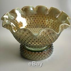 Fenton Hobnail Aquagold Opalescent Champagne Punchbowl & Coupes Rare