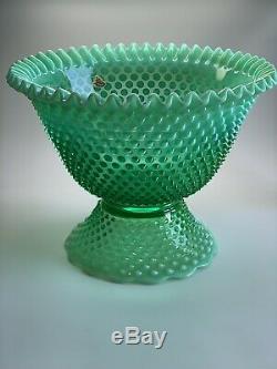 Fenton Hobnail Green Opalescent Punchbowl and Cups #199 of 500