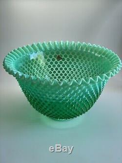 Fenton Hobnail Green Opalescent Punchbowl and Cups #199 of 500