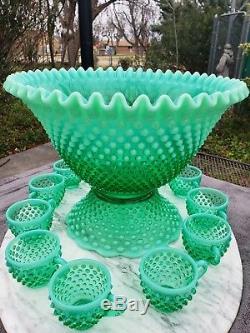 Fenton Hobnail Lime Green Huge Punchbowl