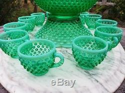 Fenton Hobnail Lime Green Huge Punchbowl