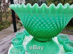 Fenton Hobnail Lime Green Huge Punchbowl