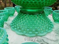 Fenton Hobnail Lime Green Huge Punchbowl