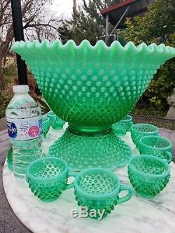 Fenton Hobnail Lime Green Huge Punchbowl