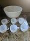 Fenton Hobnail Milk Glass Punch Bowl And 6 Cups