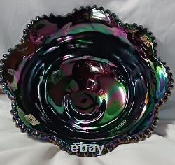 Fenton Irridescent Amethyst Carnival Grape Retired 9 Pc Glass Punch Bowl Set Vtg