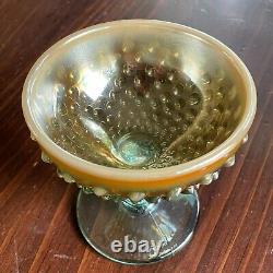 Fenton Levay Aqua Opalescent Carnival Glass Hobnail Champagne Punch Bowl Set