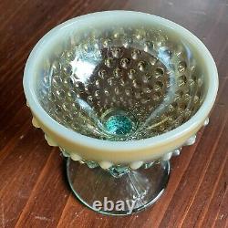 Fenton Levay Aqua Opalescent Carnival Glass Hobnail Champagne Punch Bowl Set