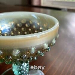 Fenton Levay Aqua Opalescent Carnival Glass Hobnail Champagne Punch Bowl Set