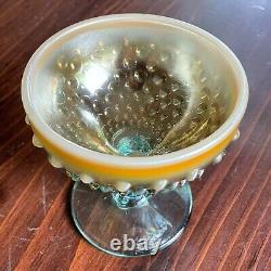 Fenton Levay Aqua Opalescent Carnival Glass Hobnail Champagne Punch Bowl Set