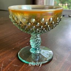 Fenton Levay Aqua Opalescent Carnival Glass Hobnail Champagne Punch Bowl Set