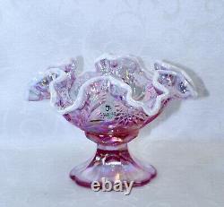 Fenton, Miniature Punch Bowl, Empress Rose Glass & Milk Glass, Iridized Glass