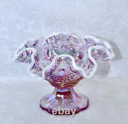 Fenton, Miniature Punch Bowl, Empress Rose Glass & Milk Glass, Iridized Glass