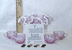 Fenton, Miniature Punch Bowl, Empress Rose Glass & Milk Glass, Iridized Glass