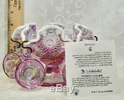 Fenton, Miniature Punch Bowl Set, Pink Iridescent Glass